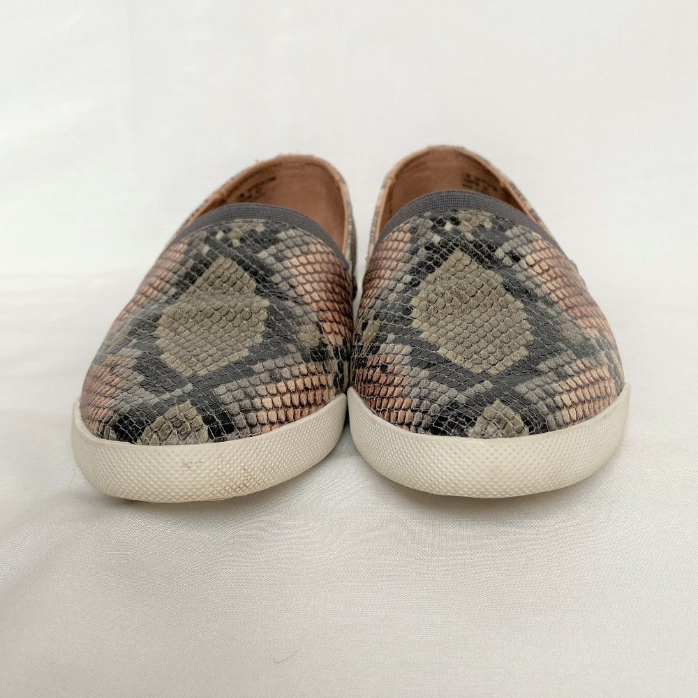 Frye Melanie Brown Gray Snake Reptile Print Leather Flats - Picture 6 of 12